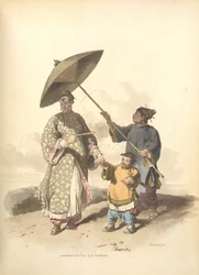 Una señora china y su hijo