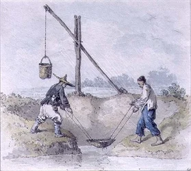 Trabajadores Chinos Recogiendo Agua