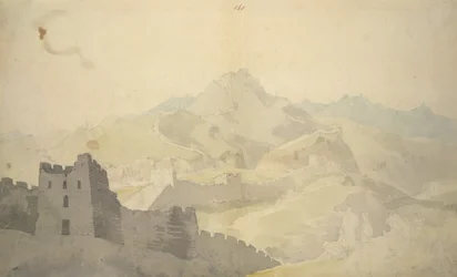La Gran Muralla China, del Álbum de 220 dibujos, principalmente perfiles de costas, disfraces y vida cotidiana realizados durante la embajada de Lord Macartney ante el Emperador de China, WD 961, f.60
