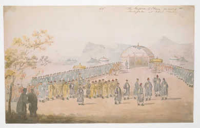 WD 961 f.58 "El Emperador de China recibiendo al Embajador en Jehol, Tartaria".