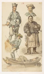 f.11 58 Estudios de chino,  de un álbum de 372 dibujos de paisajes, costas, disfraces y la vida cotidiana realizados durante la embajada de Lord Macartney ante el emperador de China, entre 1792 y 1794 (lápiz y acuarela sobre papel)