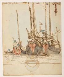 f.62 160’ 22 de noviembre. Embarcaciones en Tin-hau.’  , de un Álbum de 372 dibujos de paisajes, costas, disfraces y la vida cotidiana realizados durante la embajada de Lord Macartney ante el Emperador de China, entre 1792 y 1794 (lápiz y acuarela sobre pa