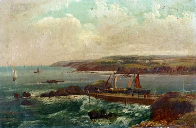Puerto Bude, en Devon (Inglaterra). Óleo sobre lienzo de William Allan (1782-1850).