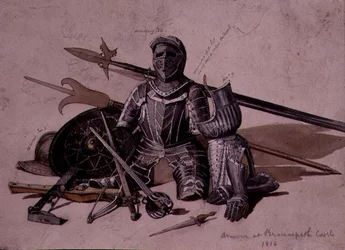 Estudio de armaduras y armas en el castillo de Brancepeth, Durham