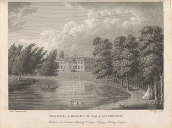 Broadlands in Hampshire, the Seat of Lord Palmerston (publicado por W. Angus), lámina 1; página 42 (Volumen Uno)