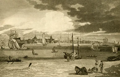 Vista de Liverpool, desde el ferry, Lancashire, 1808
