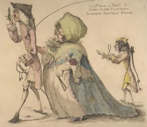 Long Thomas y Mad-le G-d yendo al Panteón con sus Máscaras Naturales, 1 de mayo de 1773