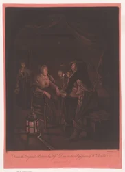 Compañía en una taberna a la luz de las velas