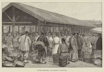 Bocetos chinos, el mercado en Shanghái