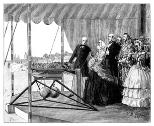 La Reina Victoria disparando el primer tiro en Wimbledon, julio de 1860, 1887