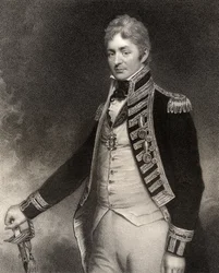 Sir Thomas Troubridge, 1er Baronet, grabado por W. Holl, de 
