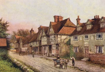 Chiddingstone desde la esquina del cementerio (litografía en color)