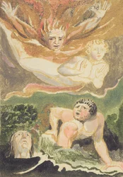 Cuatro hombres desnudos que emergen de sus elementos, lámina 4 de «El primer libro de Urizen», 1794