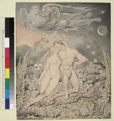 Ilustración 5 del "Paraíso Perdido" de Milton: Satanás observando las peripecias de Adán y Eva