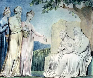 Ilustraciones del Libro de Job; Job aceptando caridad, 1825