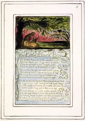 P.124-1950.pt8 El negrito: plancha 8 de Canciones de inocencia y de experiencia (copia R) c.1802-08 (aguafuerte, tinta y acuarela)