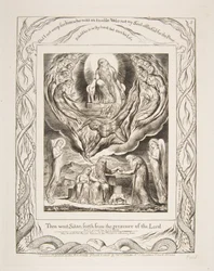 Satanás saliendo de la presencia del Señor, de Ilustraciones del Libro de Job, 1825-26