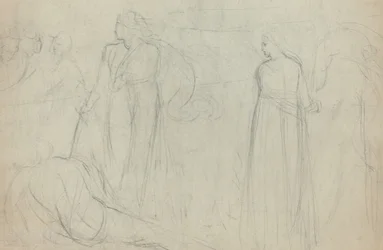 Boceto de un espadachín sobre su oponente derrotado (verso)