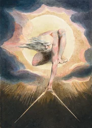 El Anciano de los Días - Urizen midiendo el mundo material. Ilustración del frontispicio del libro “Europe. To Prophecy.” Dibujo de William Blake (1757-1827)