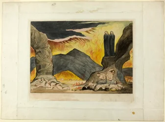 El círculo de los falsificadores: Dante y Virgilio cubriéndose la nariz por el hedor. Infierno, canto XXIX