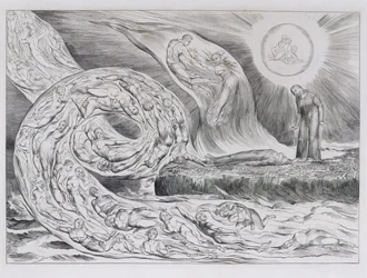 El círculo de los lujuriosos", ilustraciones de la Divina Comedia de Dante