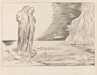 El círculo de los traidores; El pie de Dante golpeando a Bocca degli Abbate