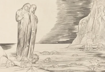 El círculo de los traidores, el pie de Dante golpeando a Bocca degli Abbate