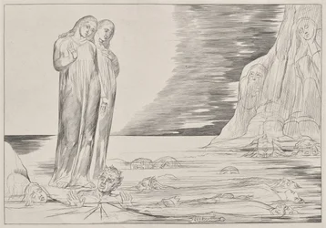 El círculo de los traidores: El pie de Dante golpeando a Bocca degli Abbate, del Infierno de Dante, Canto XXXII Ilustración de La Divina Comedia de Dante