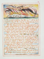 "La antigua tradición.., ilustración y texto de "Las bodas del Cielo y del Infierno", c.1790-3 (aguafuerte en relieve acabado a pluma y acuarela)