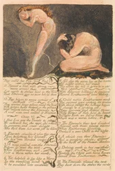 El Primer Libro de Urizen, Lámina 17, "La llamaron Piedad y huyeron...". (Bentley 19)