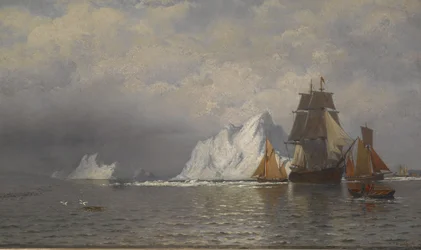 Ballenero y barcos pesqueros cerca de la costa de Labrador, c.1880 (óleo sobre lienzo)