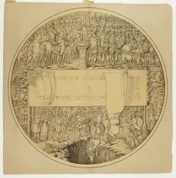 Escudo ceremonial con escena de batalla romana