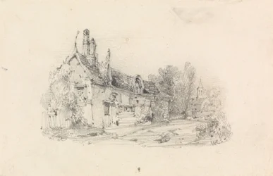 Granja con iglesia a lo lejos