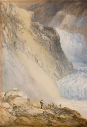 El glaciar del Ródano y el Galenstock, desde la carretera del paso de Furka