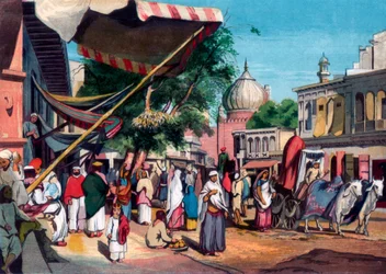 Una calle en la parte trasera de Jami Masjid, Delhi, India, 1857