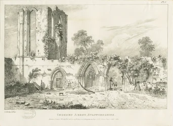 Croxden Abbey: grabado, nd [1821] (impresión)