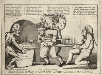 John Bull haciendo un nuevo lote de barcos para enviar a los lagos