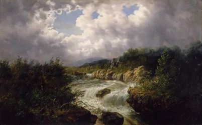 Las cataratas de Tamahaka, condado de Cherokee, Carolina del Norte, c.1860-70