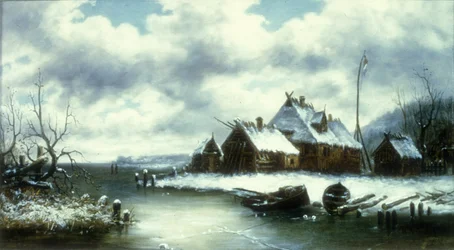 Escena de nieve invernal