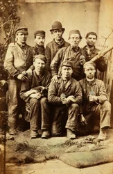 Trabajadores de la fábrica de hierro de Tredegar, Gales
