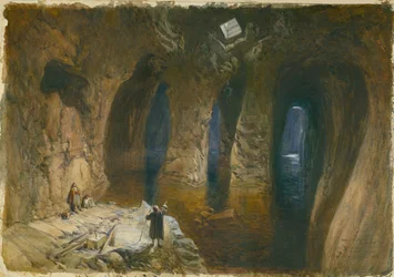 Bahr el Khabeer o el Gran Mar Cisterna excavada en la roca bajo el sitio del Templo de Salomón, 1870