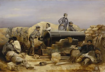 Guerra de Crimea (1853-1856): La batería de artillería "Diamante" en el sitio de Sebastopol, 15 de diciembre.