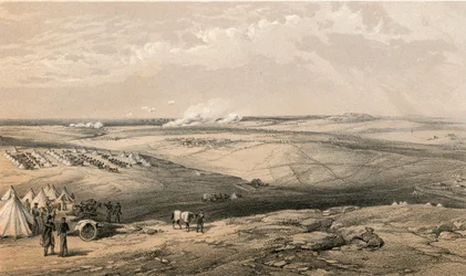 Vista distante de los cuarteles generales de Lord Raglan antes de Sebastopol