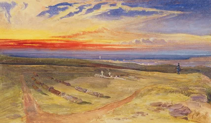 Tumbas de los oficiales en el fuerte en Cathcart Hill, 1854 (acuarela y gouache sobre grafito en papel)