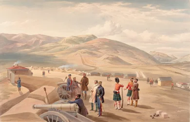 Campamento de la Brigada Highland, mirando al sur, 1855