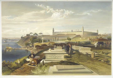 Hospital y cementerio, Scutari, placa de 