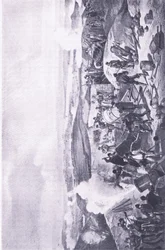 Sebastopol: Un día caluroso en las baterías, ilustración de British Battles on Land and Sea, 1915