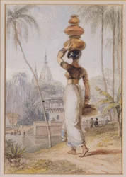 Una Mujer Hindú Llevando una Olla de Agua
