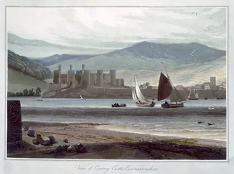 Vista del Castillo de Conway, Caernarvonshire, Gales