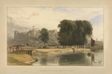 Castillo de Windsor, desde cerca de Brocas Meadows, 1827